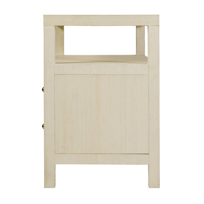 Nora 28 in. W Raffia 2 Drawer Nightstand with Top Open Shelf, Beige