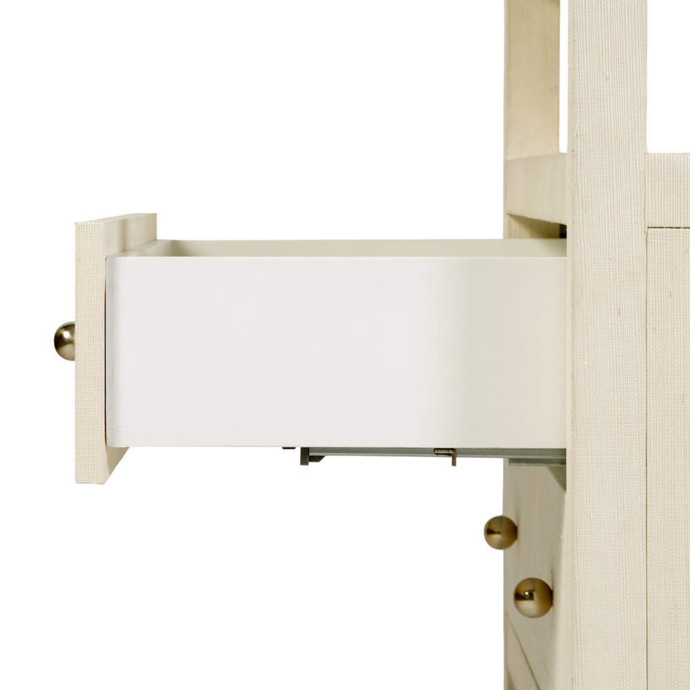 Nora 28 in. W Raffia 2 Drawer Nightstand with Top Open Shelf, Beige