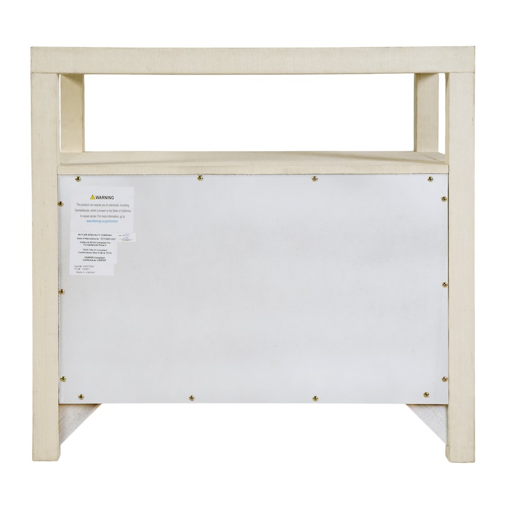 Nora 28 in. W Raffia 2 Drawer Nightstand with Top Open Shelf, Beige