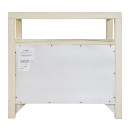 Nora 28 in. W Raffia 2 Drawer Nightstand with Top Open Shelf, Beige