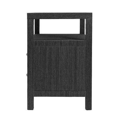 Nora 28 in. W Raffia 2 Drawer Nightstand with Top Open Shelf, Gray