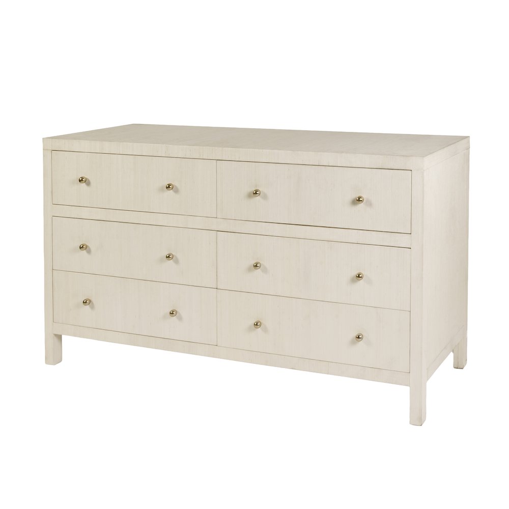 Nora 60 in. W Raffia 6 Drawer Dresser, Beige