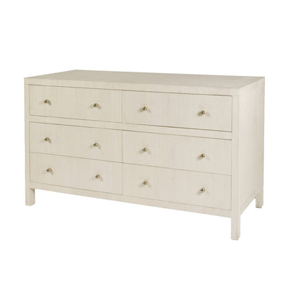 Nora 60 in. W Raffia 6 Drawer Dresser, Beige
