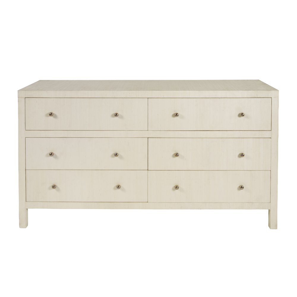 Nora 60 in. W Raffia 6 Drawer Dresser, Beige