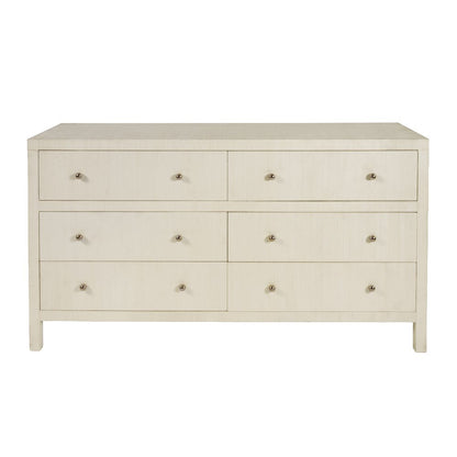 Nora 60 in. W Raffia 6 Drawer Dresser, Beige