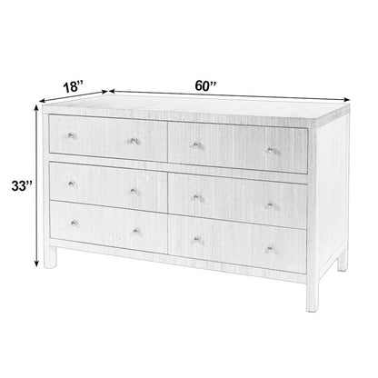Nora 60 in. W Raffia 6 Drawer Dresser, Beige
