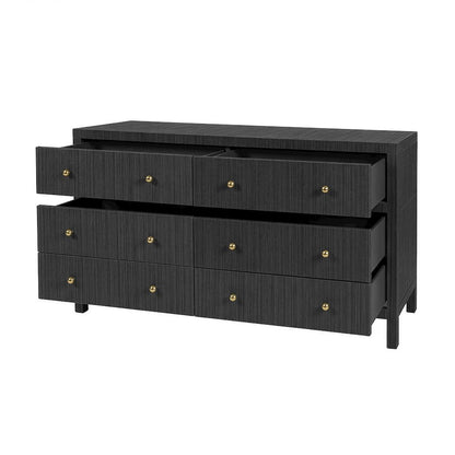 Nora 60 in. W Raffia 6 Drawer Dresser, Gray