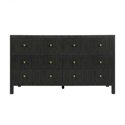 Nora 60 in. W Raffia 6 Drawer Dresser, Gray