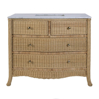 McLean 42 in. W Marble Top and Rattan 2 Drawer Single Bathroom Vanity, Natural