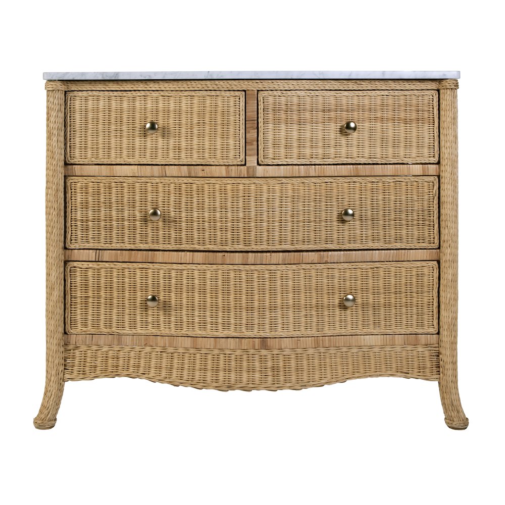 McLean 42 in. W Marble Top and Rattan 2 Drawer Single Bathroom Vanity, Natural