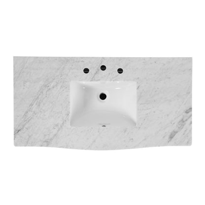McLean 42 in. W Marble Top and Rattan 2 Drawer Single Bathroom Vanity, Natural