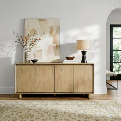 Halmstad 63 in. W Wood Sideboard with Interior Storage, Light Brown