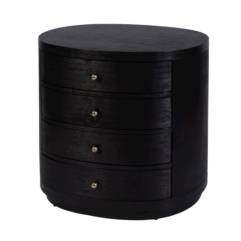Nora 28 in. W Oval Wood 4 Drawer Nightstand, Coffee