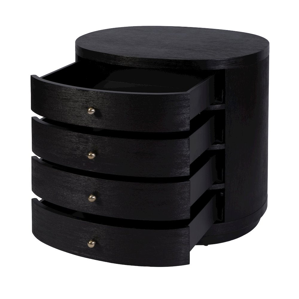 Nora 28 in. W Oval Wood 4 Drawer Nightstand, Coffee