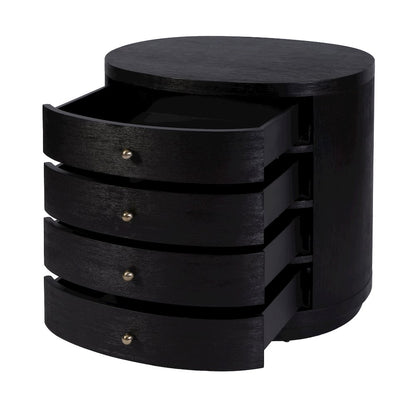 Nora 28 in. W Oval Wood 4 Drawer Nightstand, Coffee