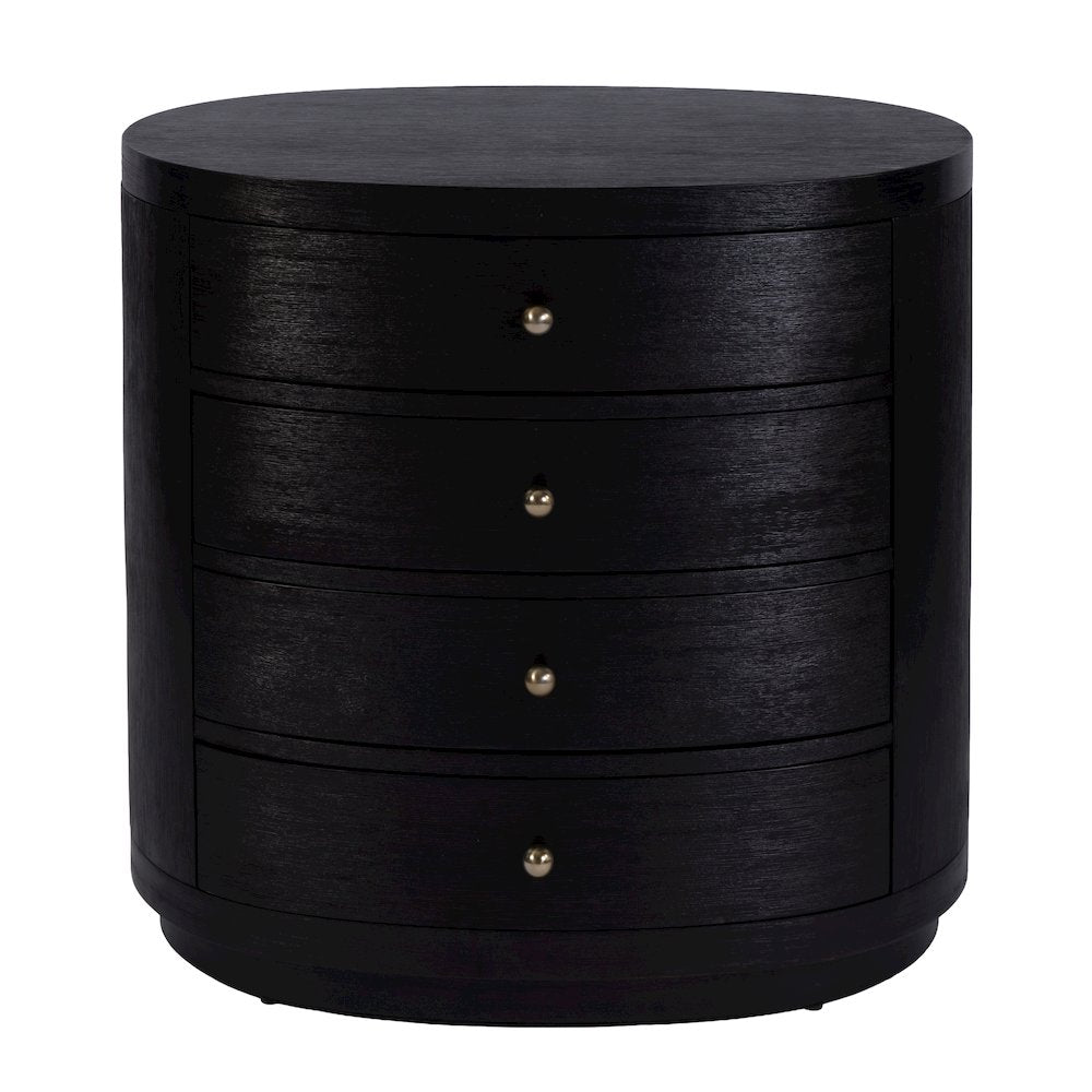 Nora 28 in. W Oval Wood 4 Drawer Nightstand, Coffee
