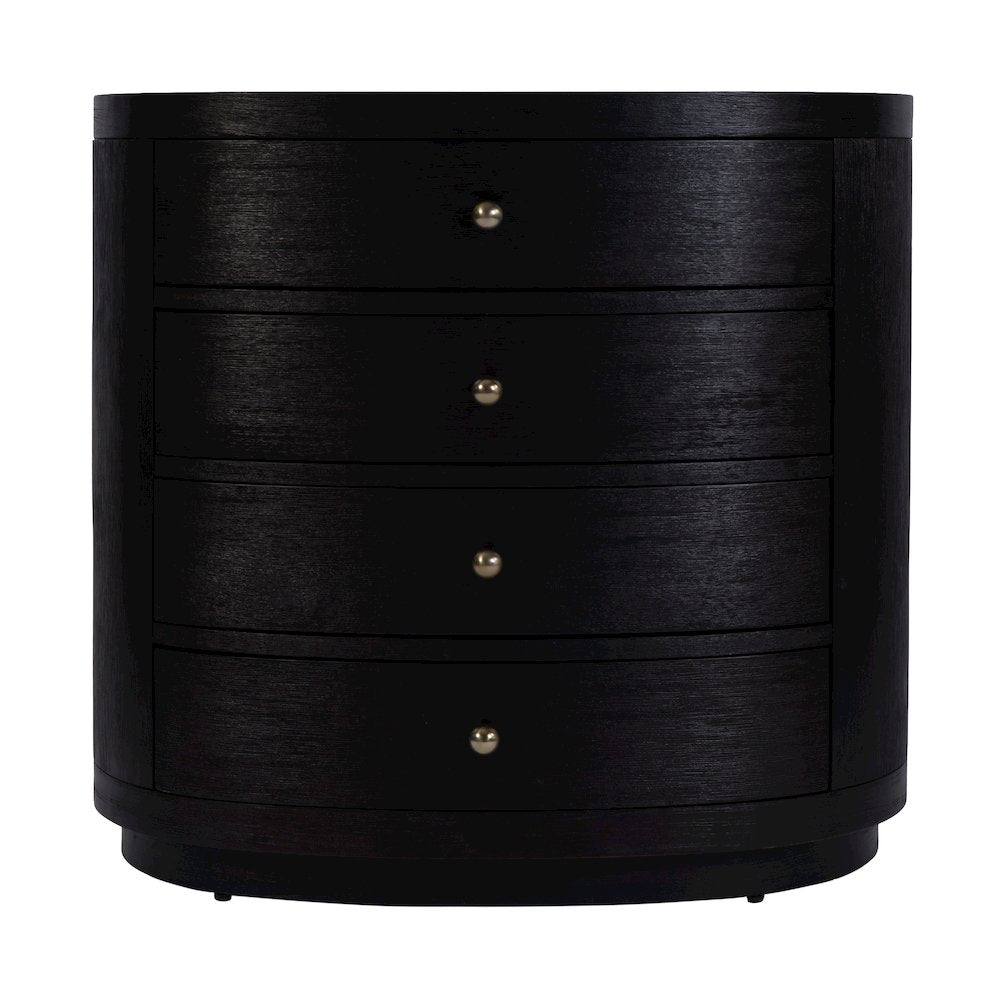 Nora 28 in. W Oval Wood 4 Drawer Nightstand, Coffee