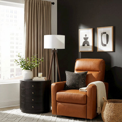 Nora 28 in. W Oval Wood 4 Drawer Nightstand, Coffee
