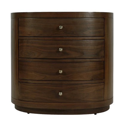Nora 28 in. W Oval Wood 4 Drawer Nightstand, Walnut