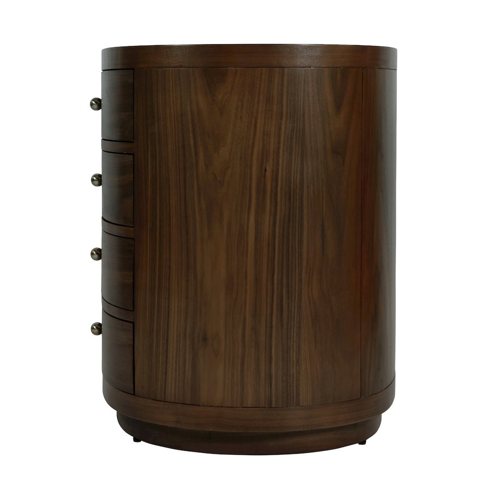 Nora 28 in. W Oval Wood 4 Drawer Nightstand, Walnut