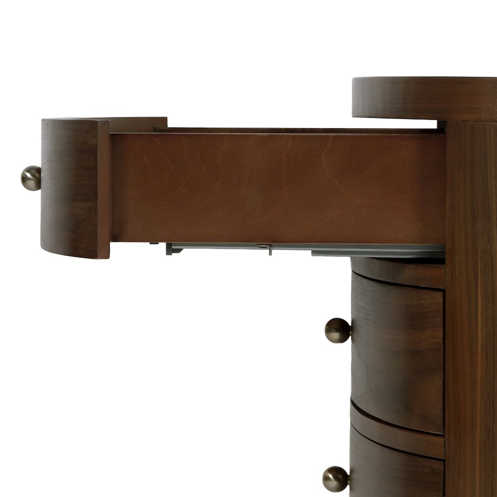 Nora 28 in. W Oval Wood 4 Drawer Nightstand, Walnut