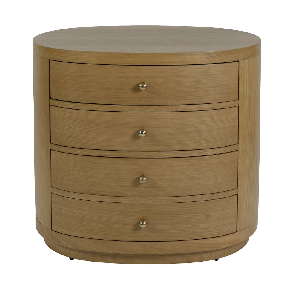 Nora 28 in. W Oval Wood 4 Drawer Nightstand, Natural