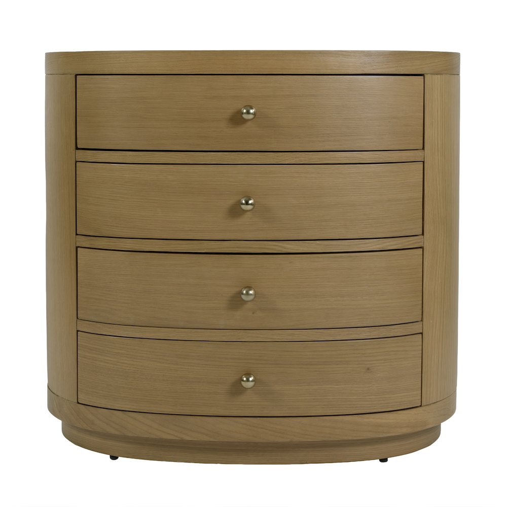 Nora 28 in. W Oval Wood 4 Drawer Nightstand, Natural