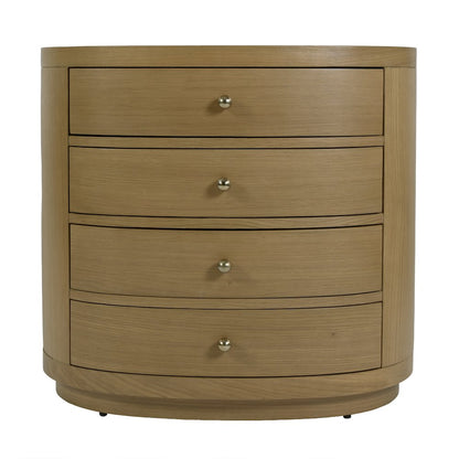 Nora 28 in. W Oval Wood 4 Drawer Nightstand, Natural