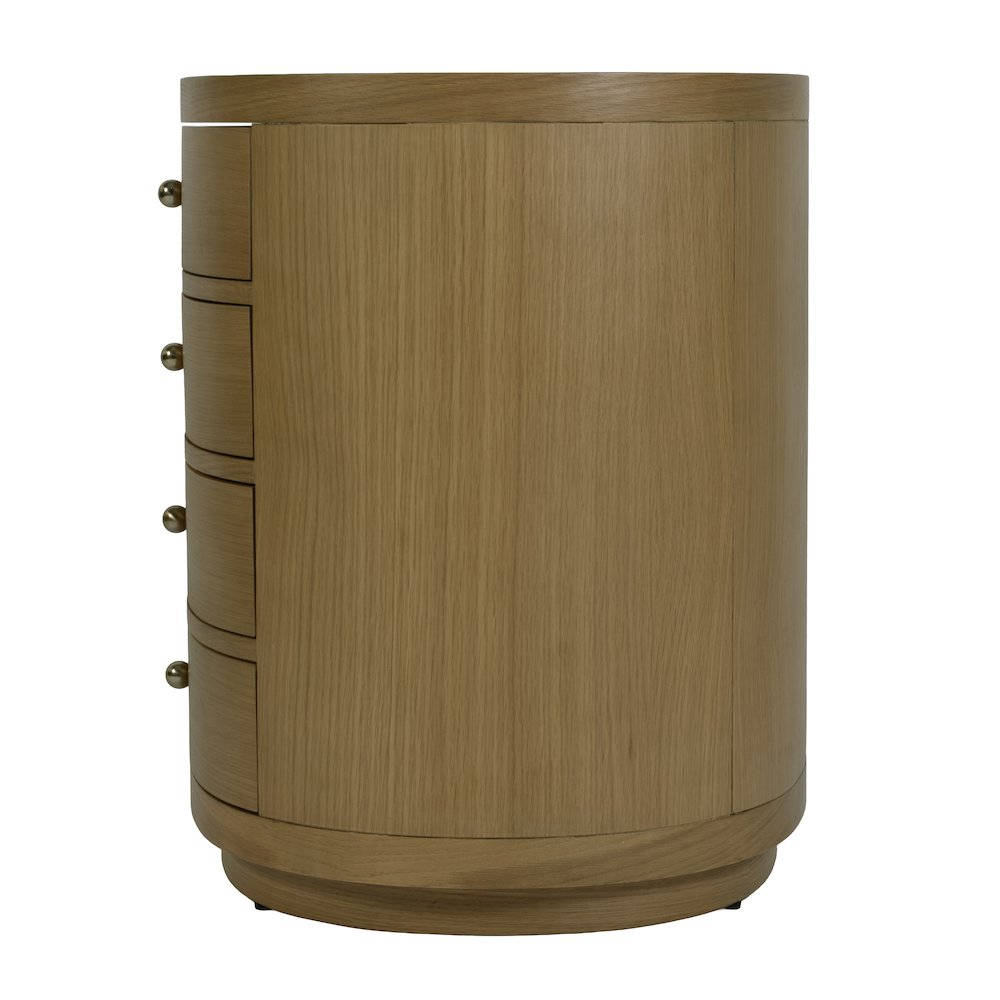 Nora 28 in. W Oval Wood 4 Drawer Nightstand, Natural