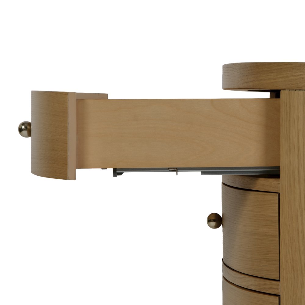 Nora 28 in. W Oval Wood 4 Drawer Nightstand, Natural
