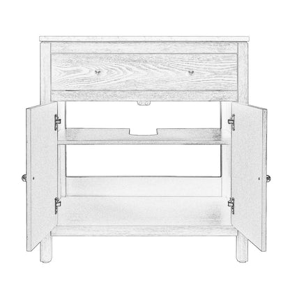 Nora 32 in. W Rectangular Wood & Marble Bathroom Vanity with Storage, Sage Green