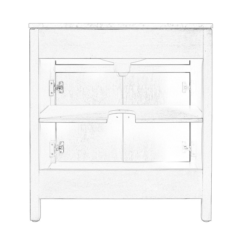Nora 32 in. W Rectangular Wood & Marble Bathroom Vanity with Storage, Sage Green