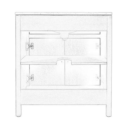 Nora 32 in. W Rectangular Wood & Marble Bathroom Vanity with Storage, Sage Green