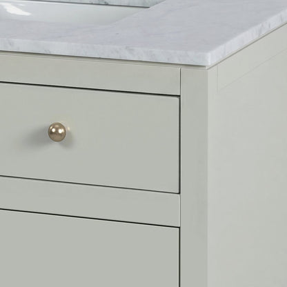 Nora 32 in. W Rectangular Wood & Marble Bathroom Vanity with Storage, Sage Green