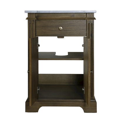 Rachelle 24 in. W Rectangular Wood & Marble Bathroom Vanity with Storage, Brown