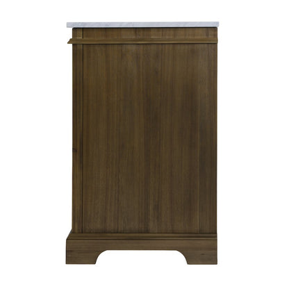 Rachelle 24 in. W Rectangular Wood & Marble Bathroom Vanity with Storage, Brown