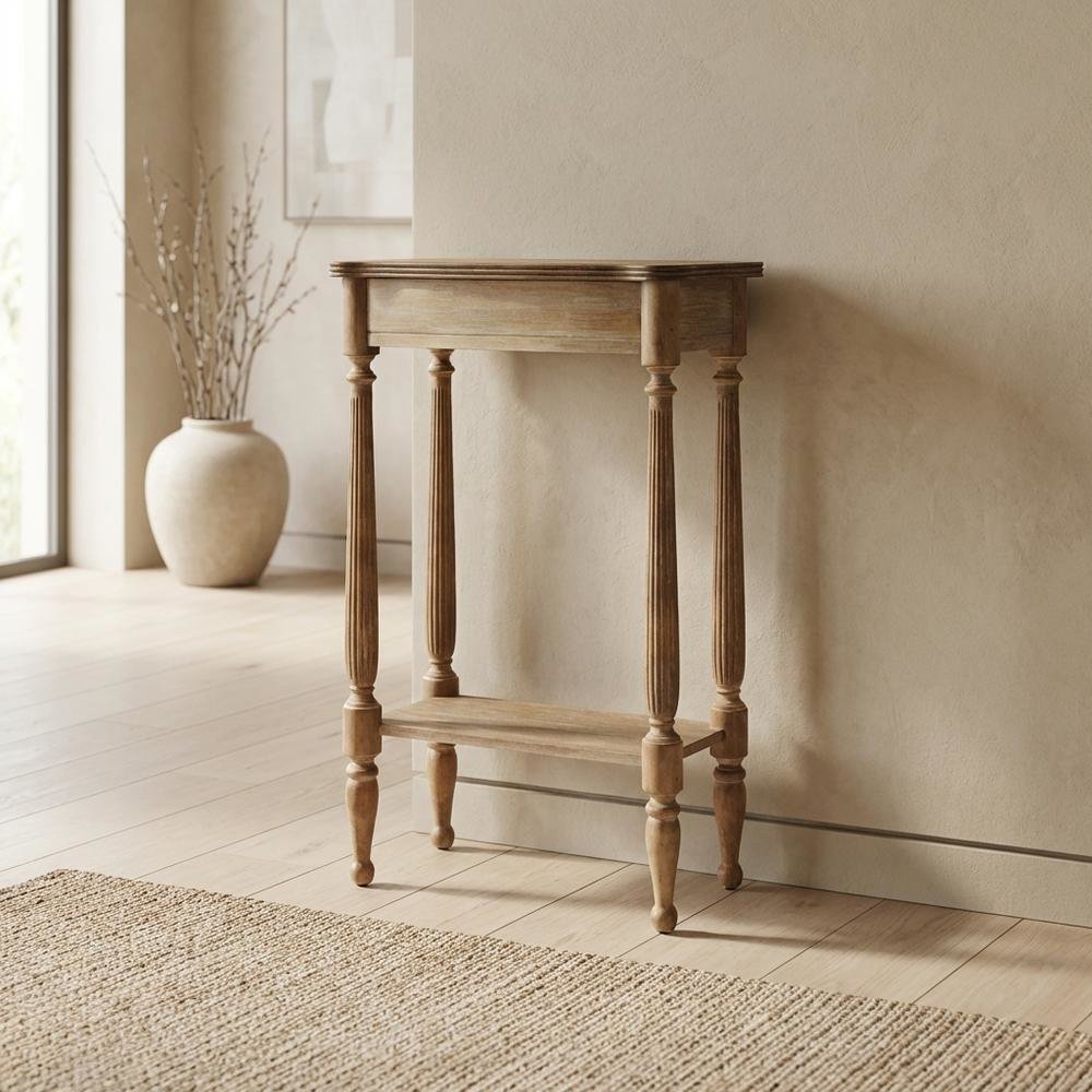 Distressed Console Table with 4 Legs, Transitional Entryway Sofa Table, Brown