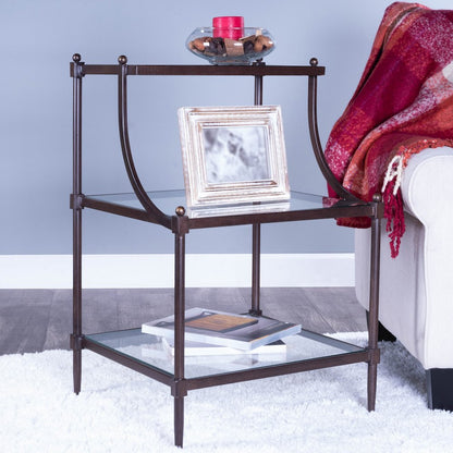 Peninsula Metal & Glass Side Table, Bronze