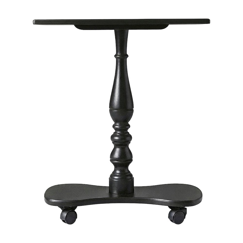 Birch Veneer Tray Table with Distressed Pedestal and Casters for Living Room