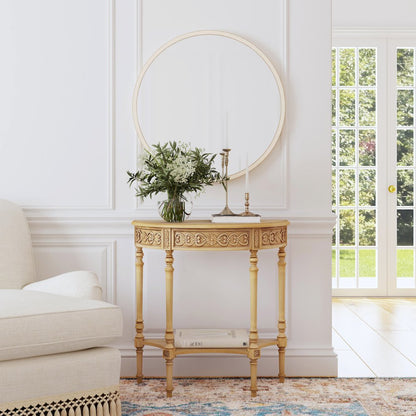 Danielle 30" Demilune Console Table, Beige