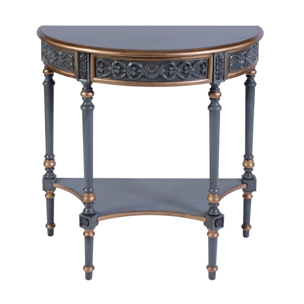 Danielle 30 in W. Demilune Wood 1 Drawer Console Table, Pastel Blue