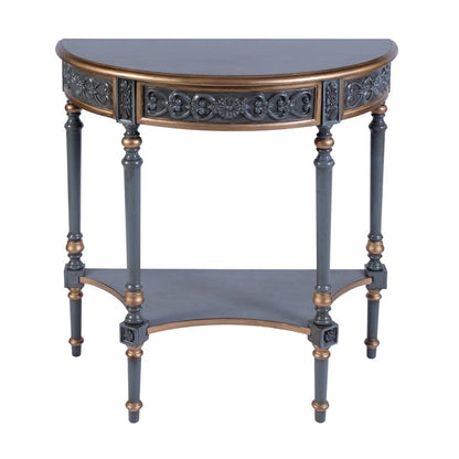 Danielle 30 in W. Demilune Wood 1 Drawer Console Table, Pastel Blue