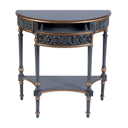 Danielle 30 in W. Demilune Wood 1 Drawer Console Table, Pastel Blue