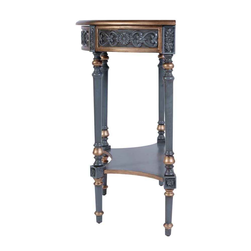 Danielle 30 in W. Demilune Wood 1 Drawer Console Table, Pastel Blue