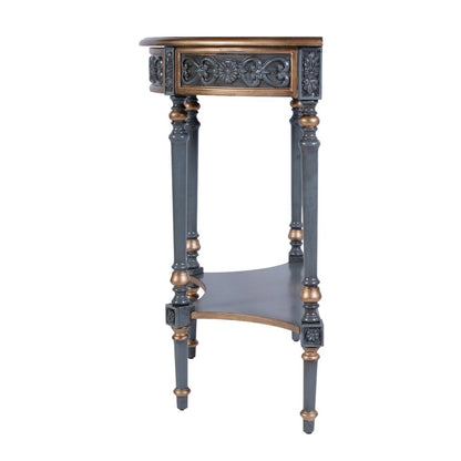Danielle 30 in W. Demilune Wood 1 Drawer Console Table, Pastel Blue