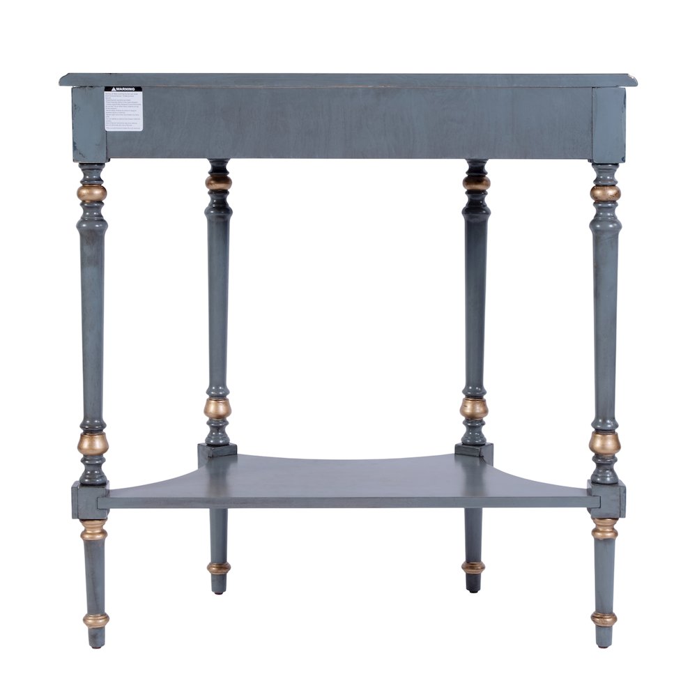 Danielle 30 in W. Demilune Wood 1 Drawer Console Table, Pastel Blue
