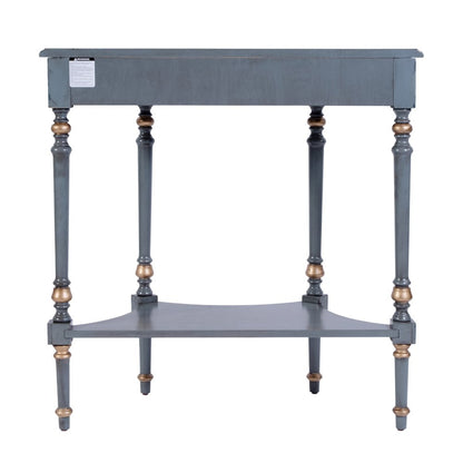 Danielle 30 in W. Demilune Wood 1 Drawer Console Table, Pastel Blue
