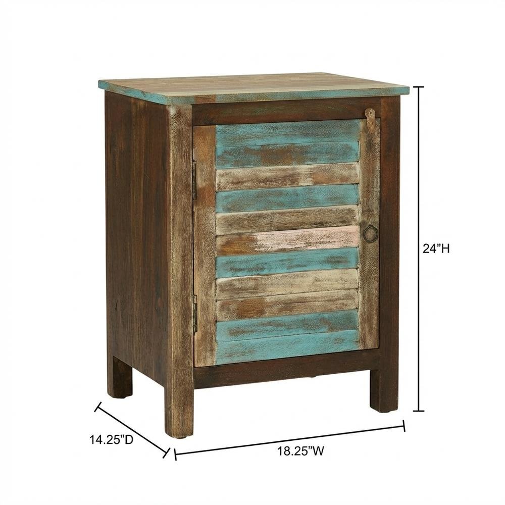 Coastal Distressed Wood Storage Cabinet, Accent Cabinet for Living Room