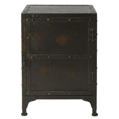 Industrial Side Chest with Distressed Finish, End Table for Living Room