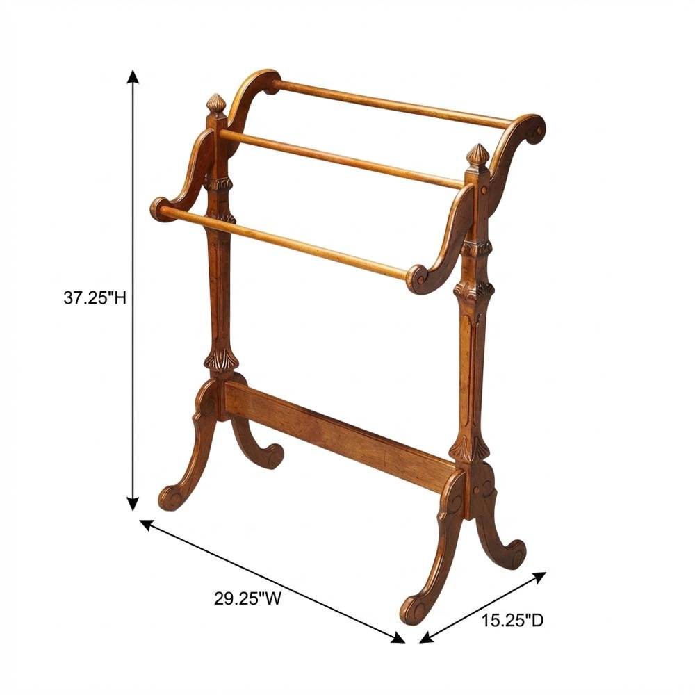 Wooden Blanket Stand with Trestle Base, Traditional Quilt Rack, Vintage Oak